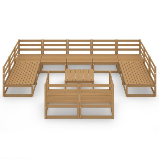 Salon de jardin 12 pcs bois de pin massif