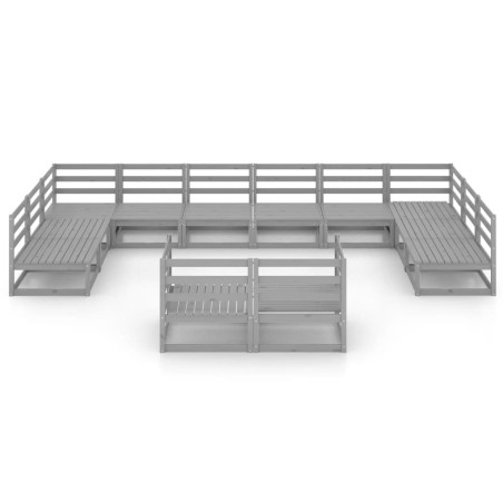 Salon de jardin 12 pcs bois de pin massif