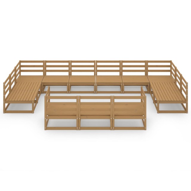 Salon de jardin 13 pcs bois de pin massif