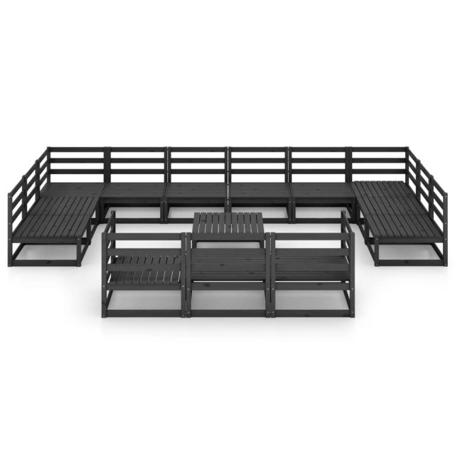 Salon de jardin 14 pcs bois de pin massif