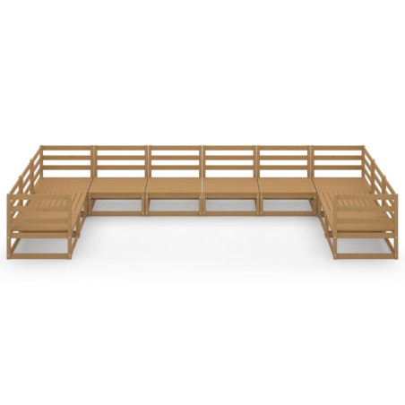 Salon de jardin 10 pcs bois de pin massif