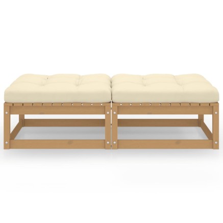 Repose-pieds de jardin avec coussins lot de 2 Bois pin solide 2