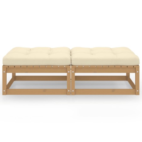 Repose-pieds de jardin avec coussins lot de 2 Bois pin solide