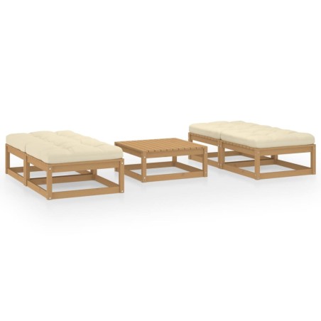 Salon de jardin 5 pcs avec coussins Bois de pin massif