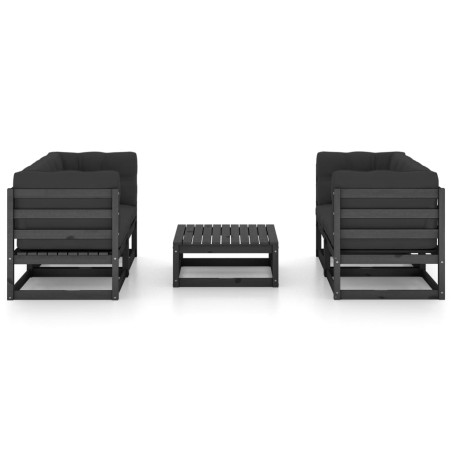 Salon de jardin 5 pcs avec coussins Bois de pin massif