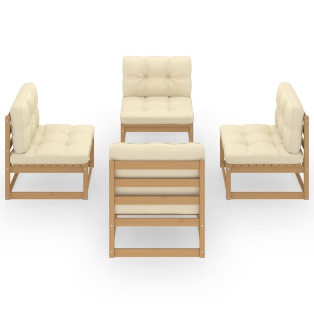 Salon de jardin 4 pcs avec coussins Bois de pin massif