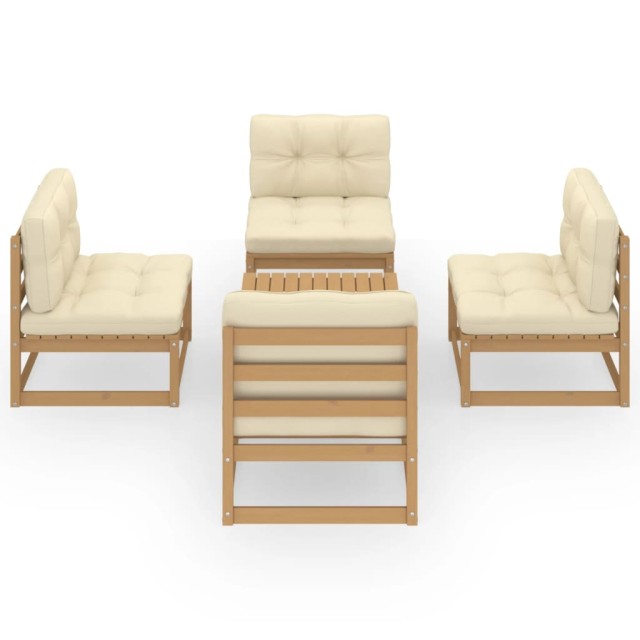 Salon de jardin 5 pcs avec coussins Bois de pin massif