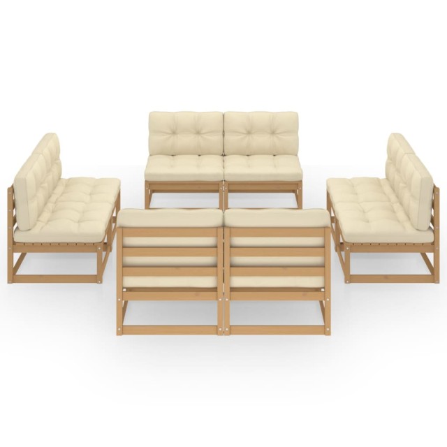 Salon de jardin 8 pcs avec coussins Bois de pin massif