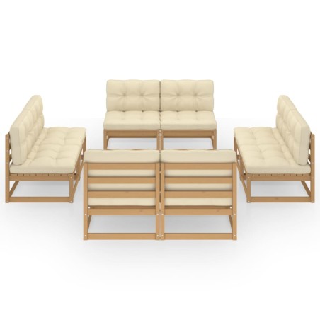Salon de jardin 8 pcs avec coussins Bois de pin massif
