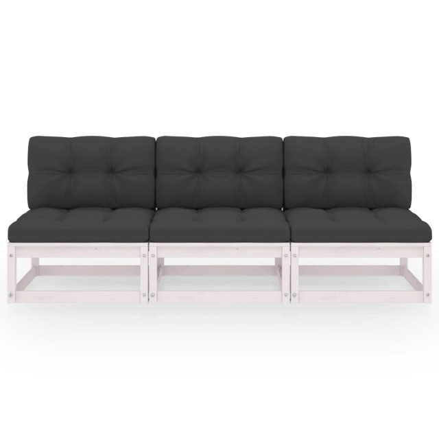 Canapé 3 places avec coussins Bois de pin massif