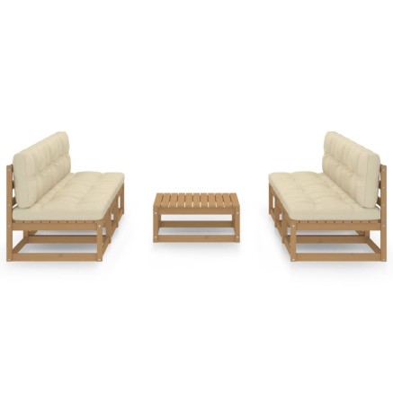 Salon de jardin 7 pcs avec coussins Bois de pin massif 2