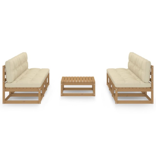 Salon de jardin 7 pcs avec coussins Bois de pin massif