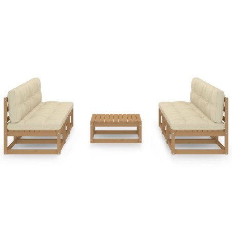 Salon de jardin 7 pcs avec coussins Bois de pin massif