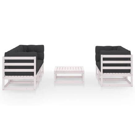 Salon de jardin 6 pcs avec coussins Bois de pin massif 2