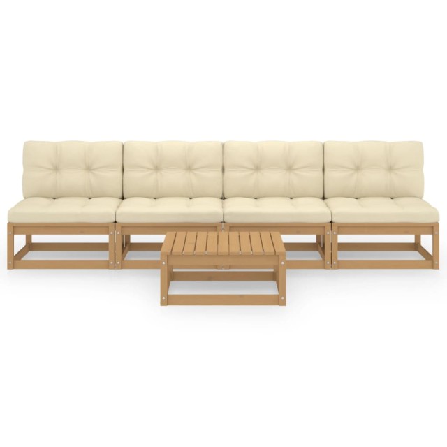 Salon de jardin 5 pcs avec coussins Bois de pin massif