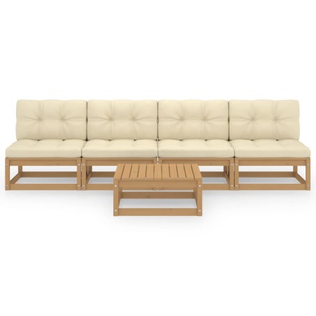 Salon de jardin 5 pcs avec coussins Bois de pin massif