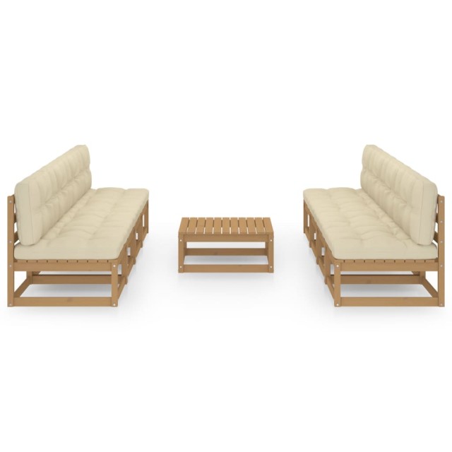 Salon de jardin 9 pcs avec coussins Bois de pin massif