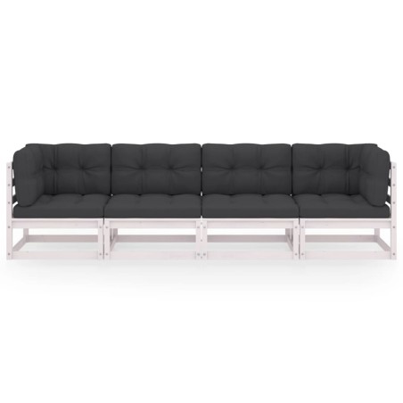 Canapé 4 places de jardin avec coussins Bois de pin massif