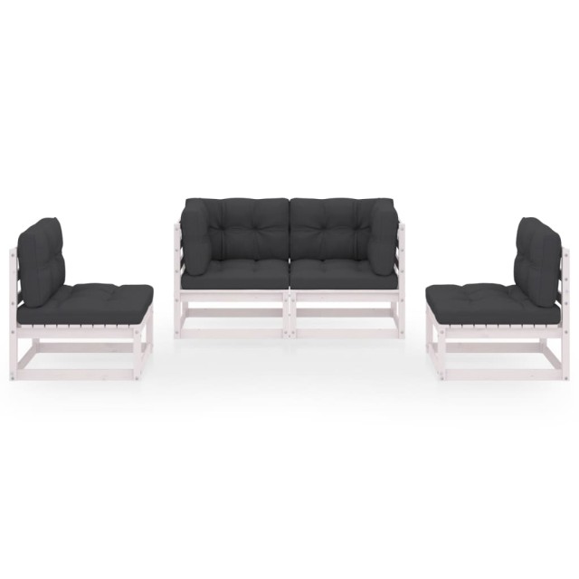Salon de jardin 4 pcs avec coussins Bois de pin massif