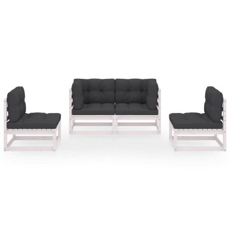 Salon de jardin 4 pcs avec coussins Bois de pin massif