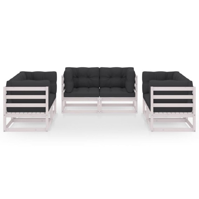 Salon de jardin 6 pcs avec coussins Bois de pin massif
