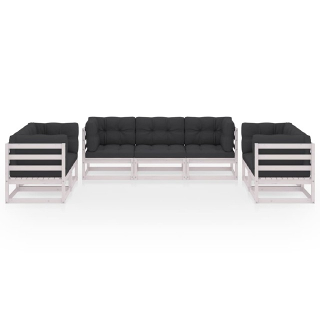 Salon de jardin 7 pcs avec coussins Bois de pin massif