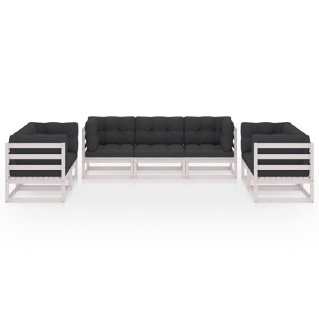 Salon de jardin 7 pcs avec coussins Bois de pin massif
