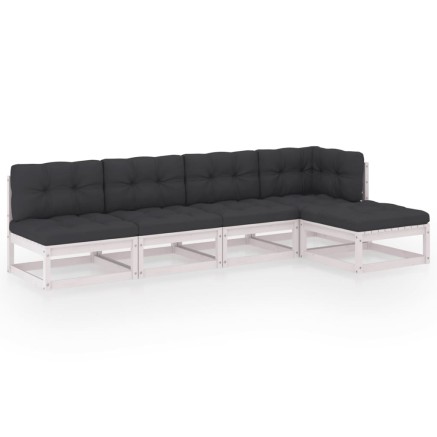 Salon de jardin 5 pcs avec coussins Bois de pin massif 2
