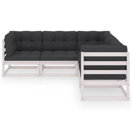 Salon de jardin 5 pcs avec coussins Bois de pin massif