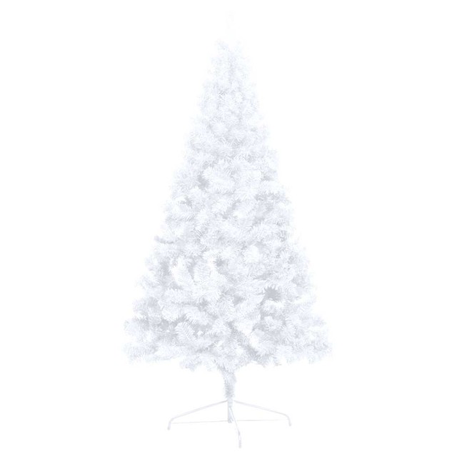 Demi-arbre de Noël artificiel pré-éclairé et boules blanc 150cm