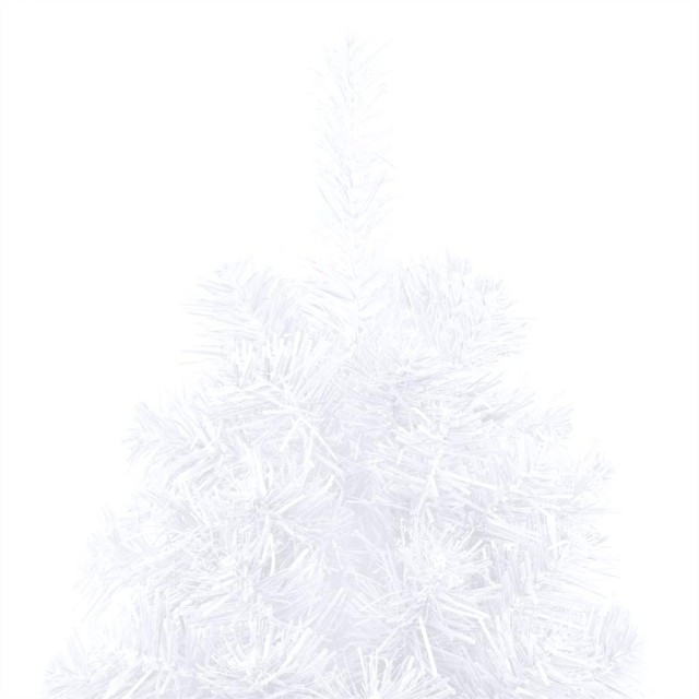 Demi-arbre de Noël artificiel pré-éclairé et boules blanc 150cm