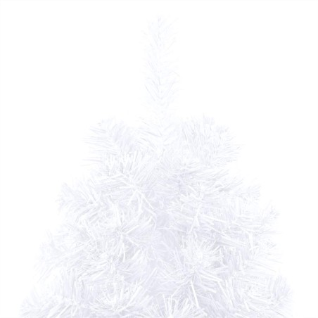 Demi-arbre de Noël artificiel pré-éclairé et boules blanc 150cm