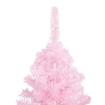 Arbre de Noël artificiel pré-éclairé et boules rose 180 cm PVC 2