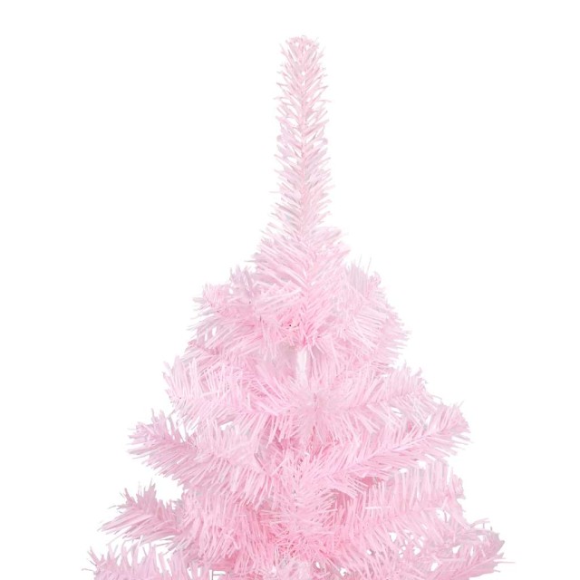 Arbre de Noël artificiel pré-éclairé et boules rose 180 cm PVC