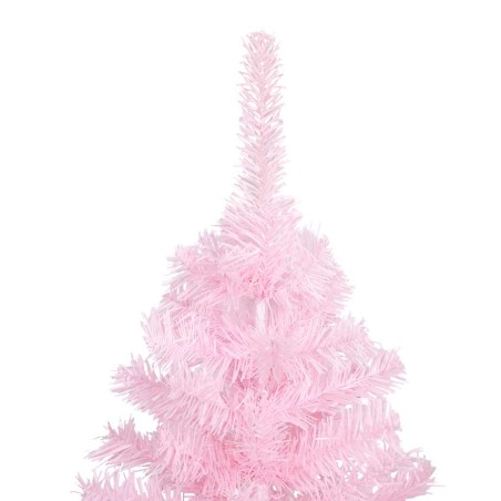 Arbre de Noël artificiel pré-éclairé et boules rose 180 cm PVC