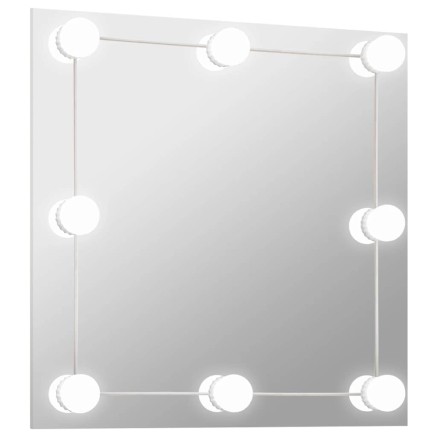 Miroir mural avec lampes LED Carré Verre 2