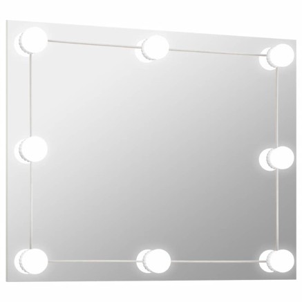 Miroir mural sans cadre avec lampes LED Rectangulaire Verre 2