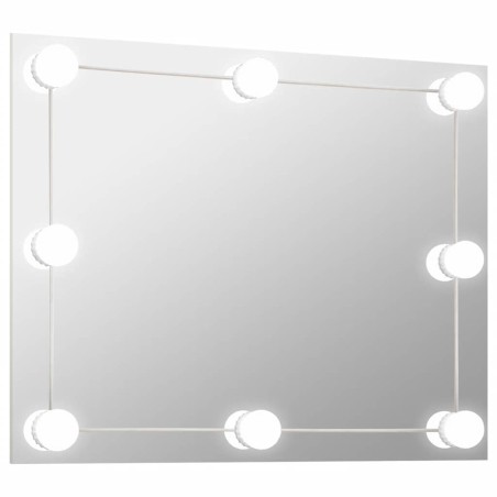 Miroir mural sans cadre avec lampes LED Rectangulaire Verre