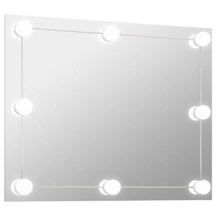 Miroir mural sans cadre avec lampes LED Rectangulaire Verre 2