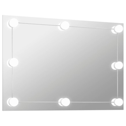 Miroir mural sans cadre avec lampes LED Rectangulaire Verre 2