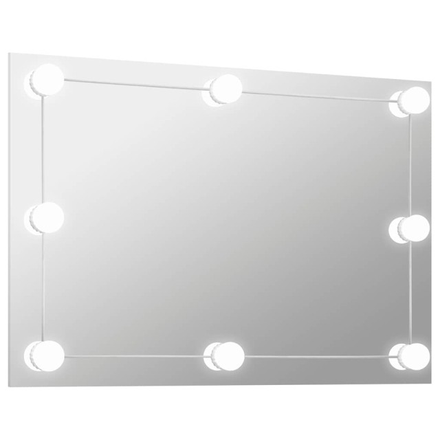 Miroir mural sans cadre avec lampes LED Rectangulaire Verre