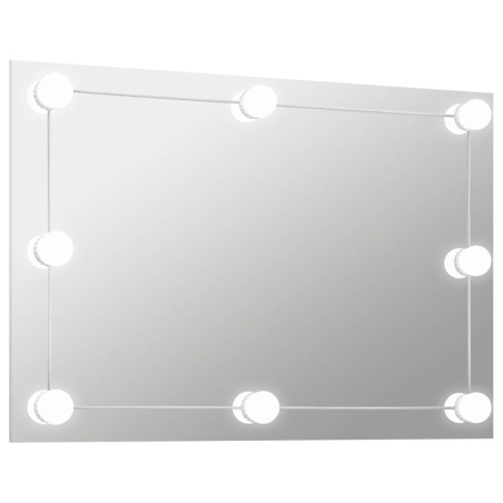Miroir mural sans cadre avec lampes LED Rectangulaire Verre