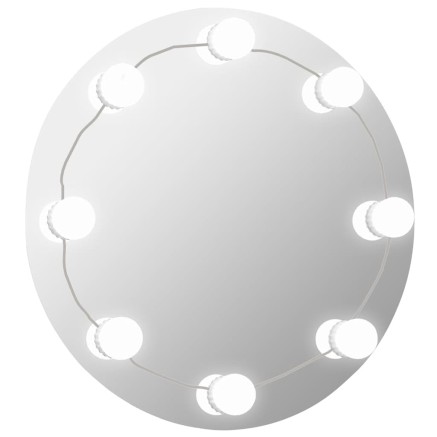 Miroir mural sans cadre avec lampes LED Rond Verre 2