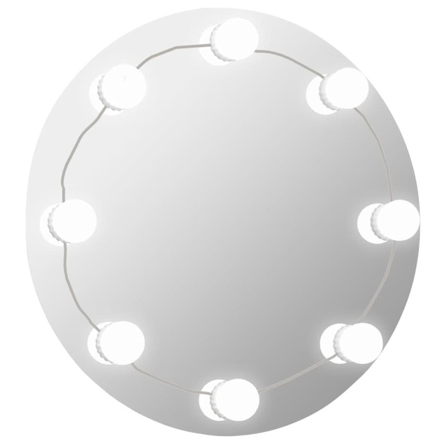 Miroir mural sans cadre avec lampes LED Rond Verre