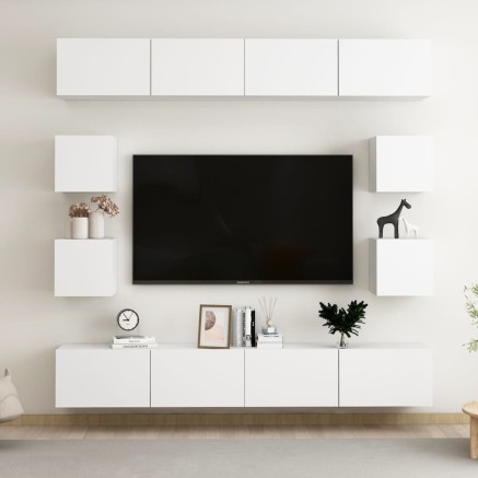 Ensemble de meubles TV 8 pcs Blanc Bois d'ingénierie