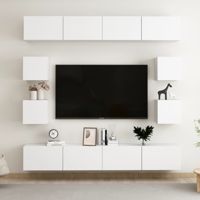 Ensemble de meubles TV 8 pcs Blanc Bois d'ingénierie
