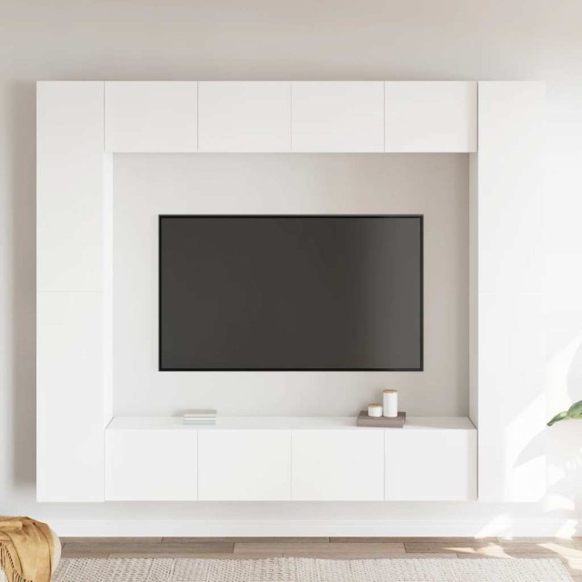Ensemble de meubles TV 8 pcs Blanc Bois d'ingénierie