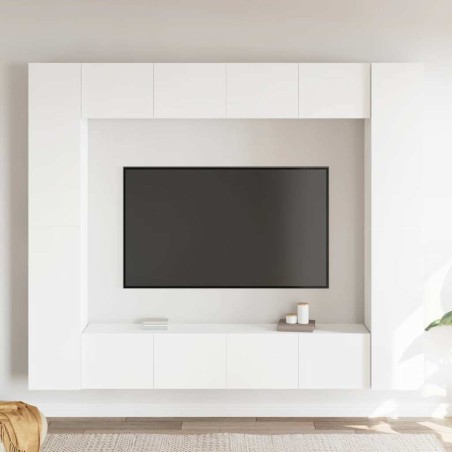 Ensemble de meubles TV 8 pcs Blanc Bois d'ingénierie