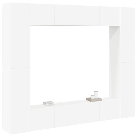 Ensemble de meubles TV 8 pcs Blanc Bois d'ingénierie