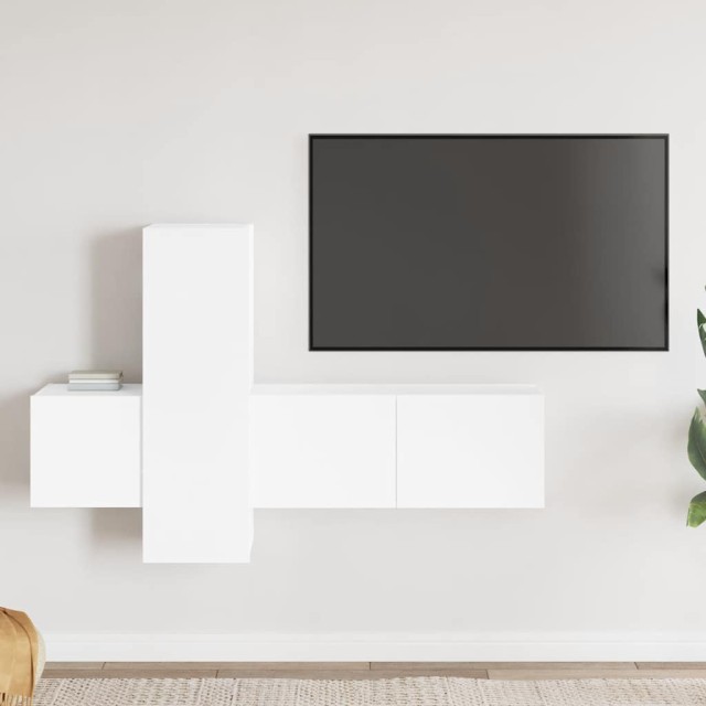 Ensemble de meubles TV 3 pcs Blanc Bois d'ingénierie